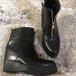 Black Combat boots with gold details